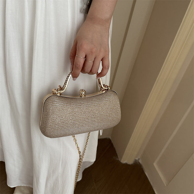 Women's Textured Shoulder Bag with Chain Strap, PU Leather Handbag
