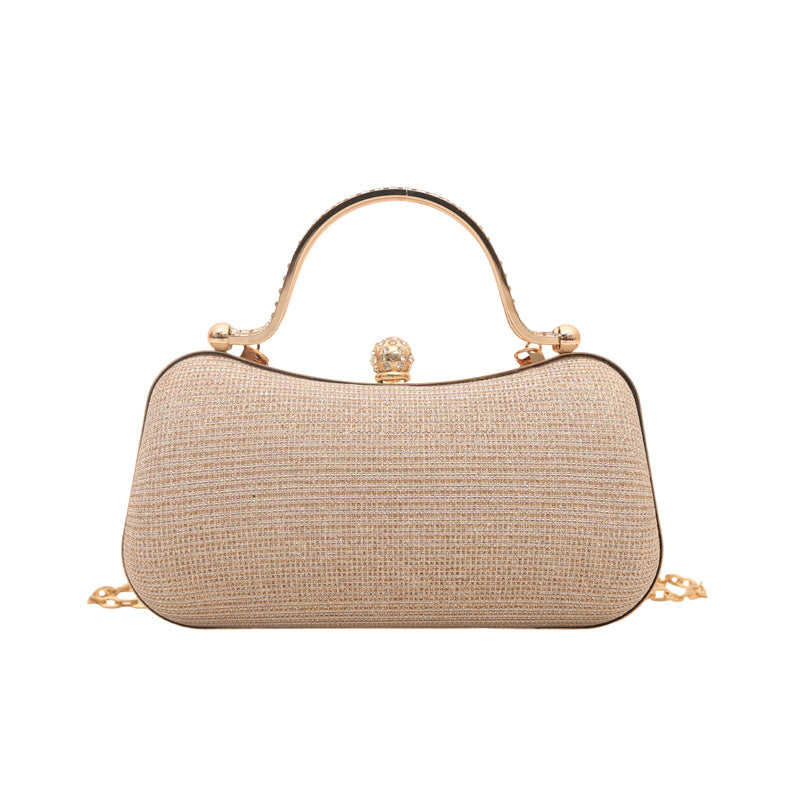Women's Textured Shoulder Bag with Chain Strap, PU Leather Handbag