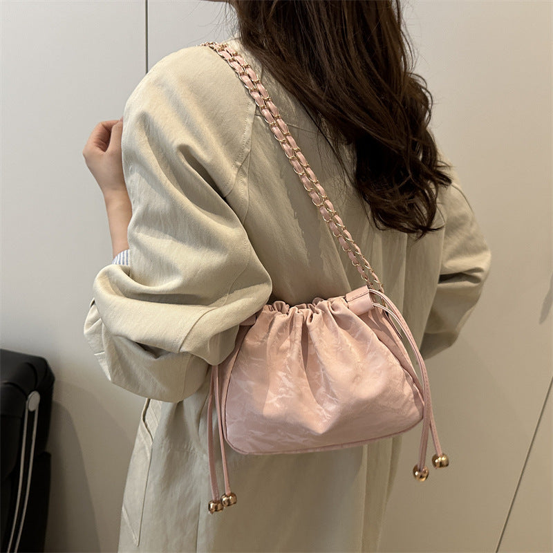 Women's Solid Color Bucket Shoulder Bag