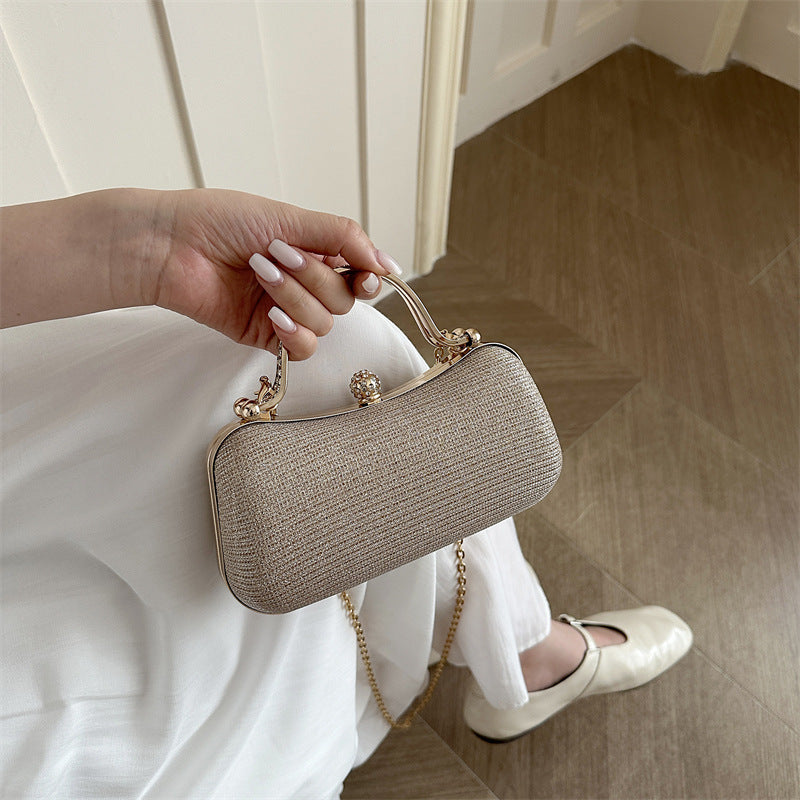 Women's Textured Shoulder Bag with Chain Strap, PU Leather Handbag