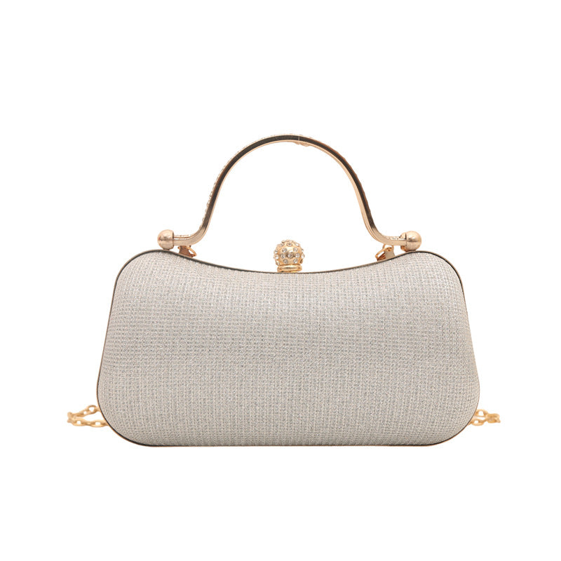 Women's Textured Shoulder Bag with Chain Strap, PU Leather Handbag