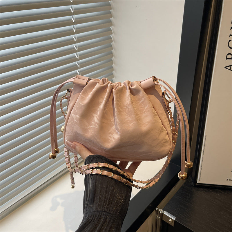 Women's Solid Color Bucket Shoulder Bag