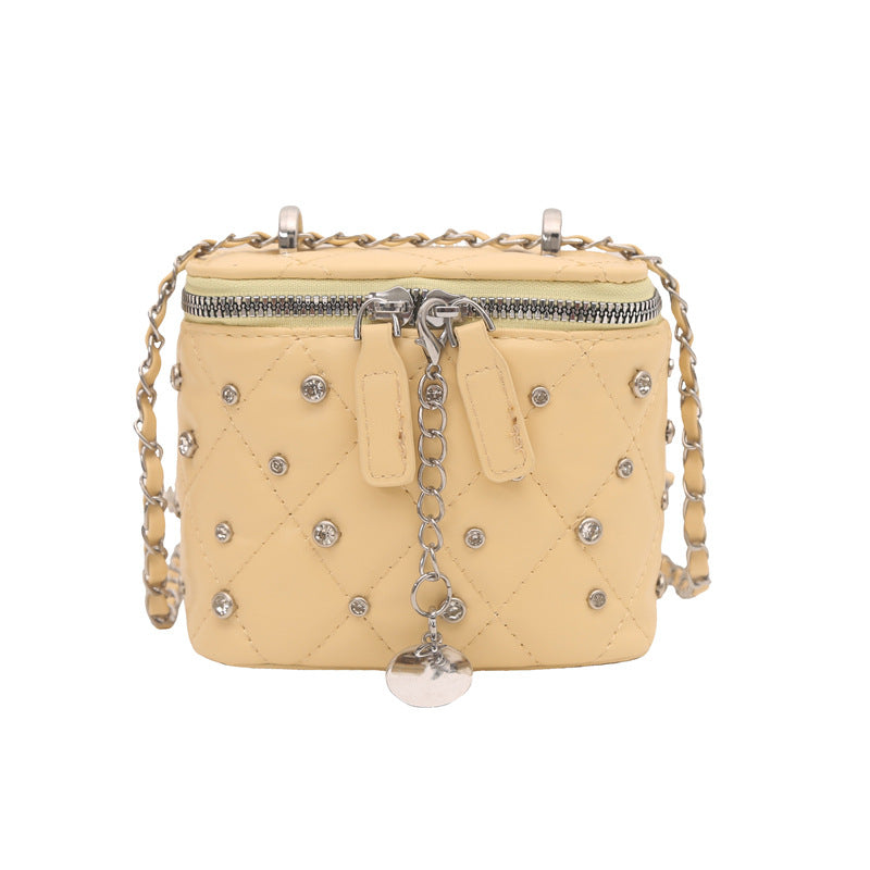 Women's Mini Chain Crossbody Bag with Stud Detail, PU Leather Shoulder Bag