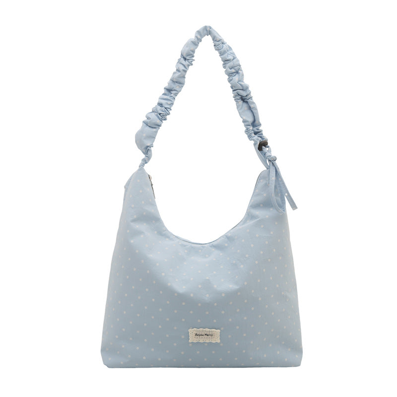 Women's Polka Dot Shoulder Bag Chiffon Accent Crossbody Handbag